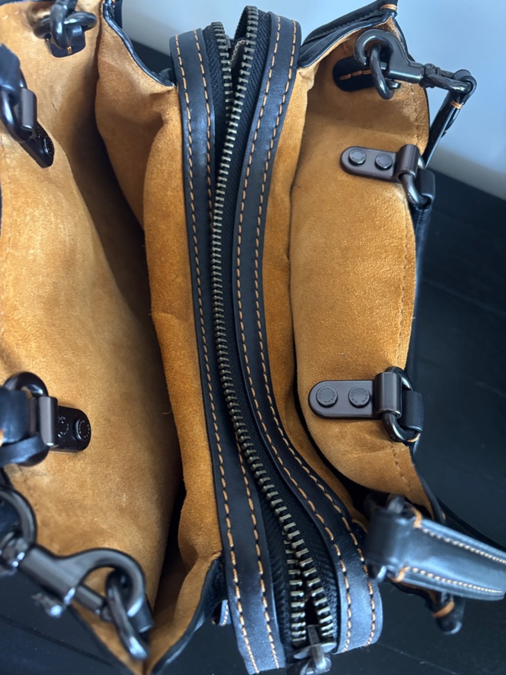 Coach Black Pebbled Leather Satchel with Tan Interior - Picture 3 of 5